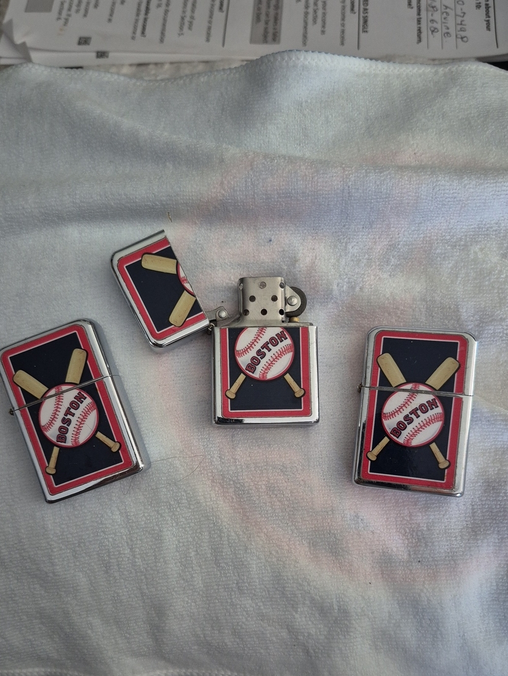 Boston Baseball Design Pocket Lighter - Red, Navy, Gold